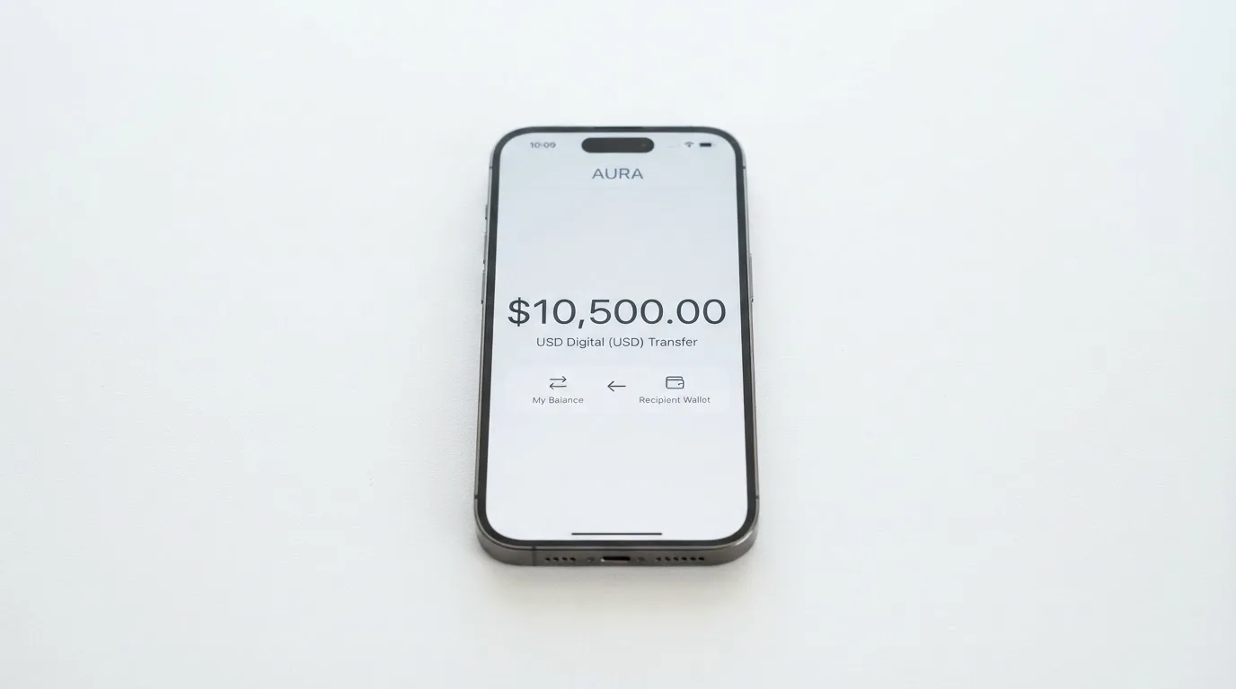 Телефон с экраном перевода стейблкоина