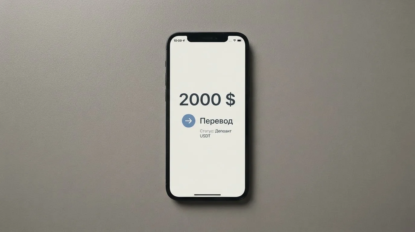 Телефон с экраном перевода стейблкоина