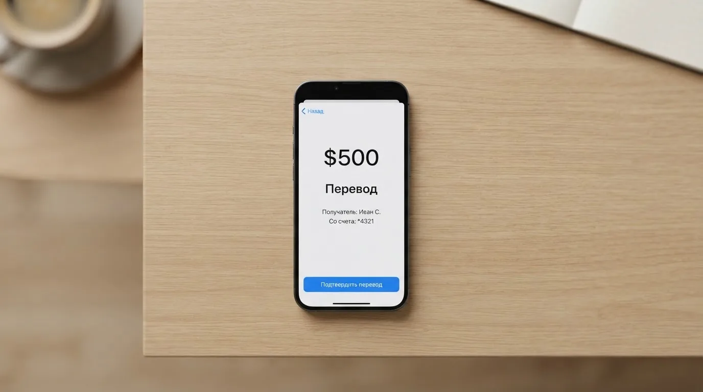 Телефон с экраном перевода стейблкоина