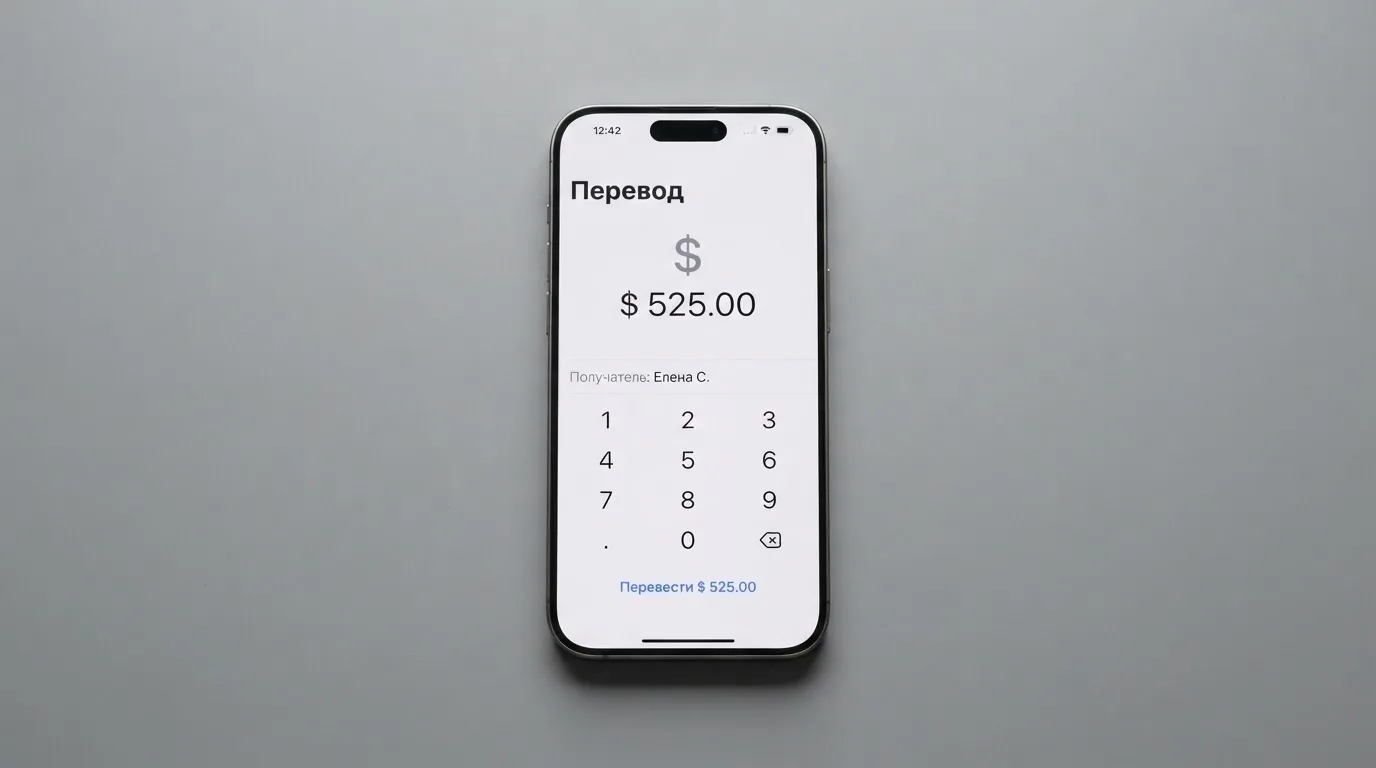 Телефон с экраном перевода стейблкоина