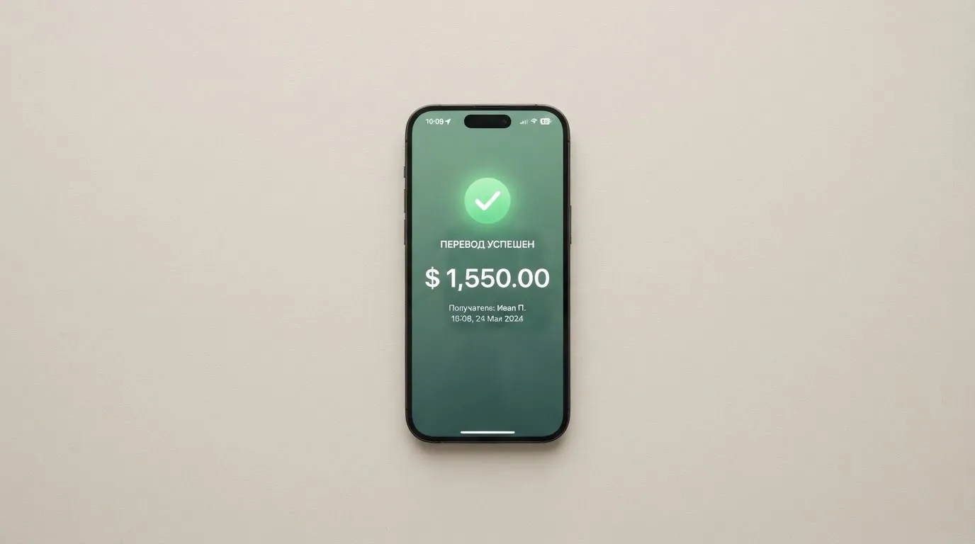Телефон с экраном перевода стейблкоина