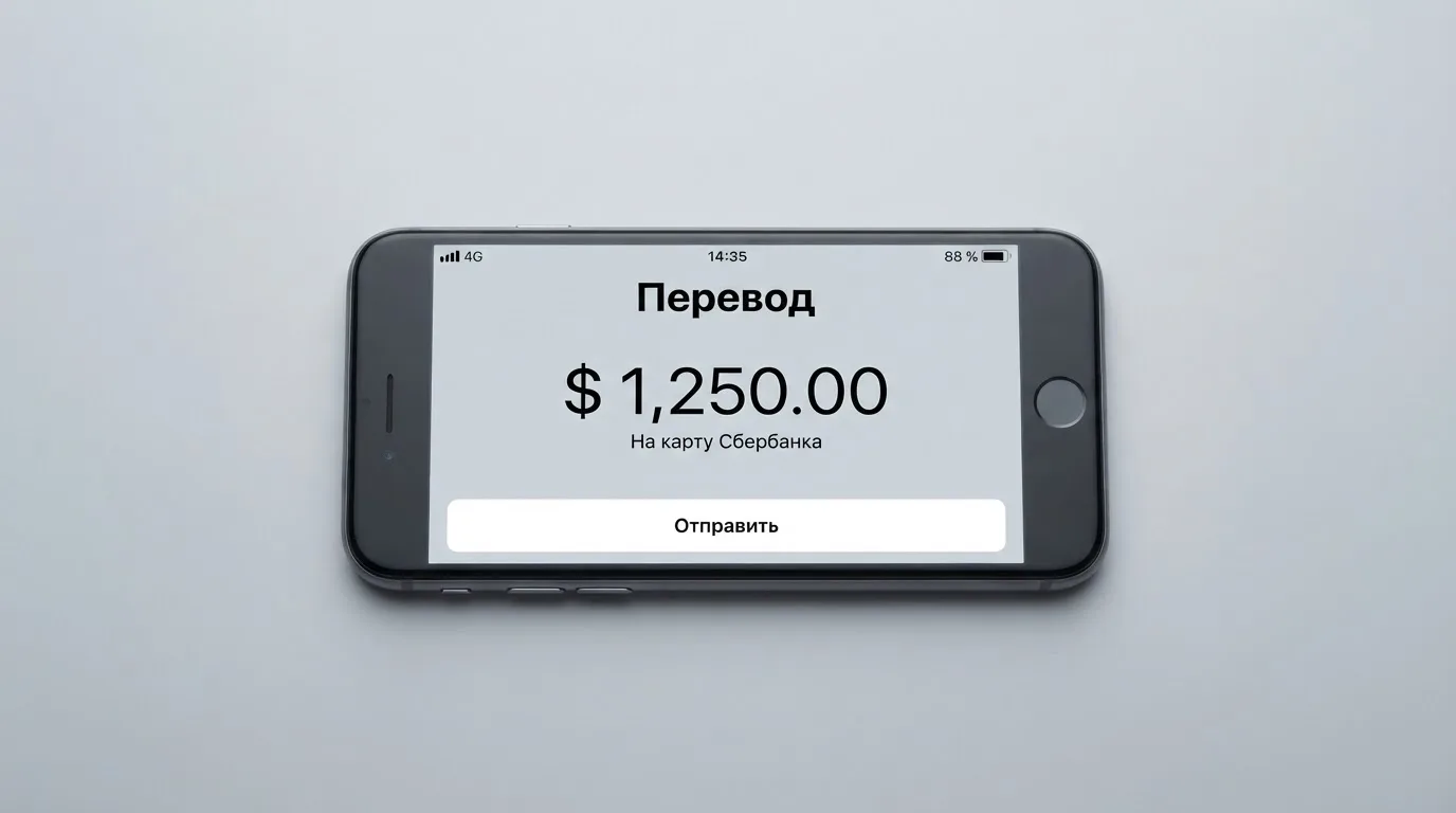 Телефон с экраном перевода стейблкоина