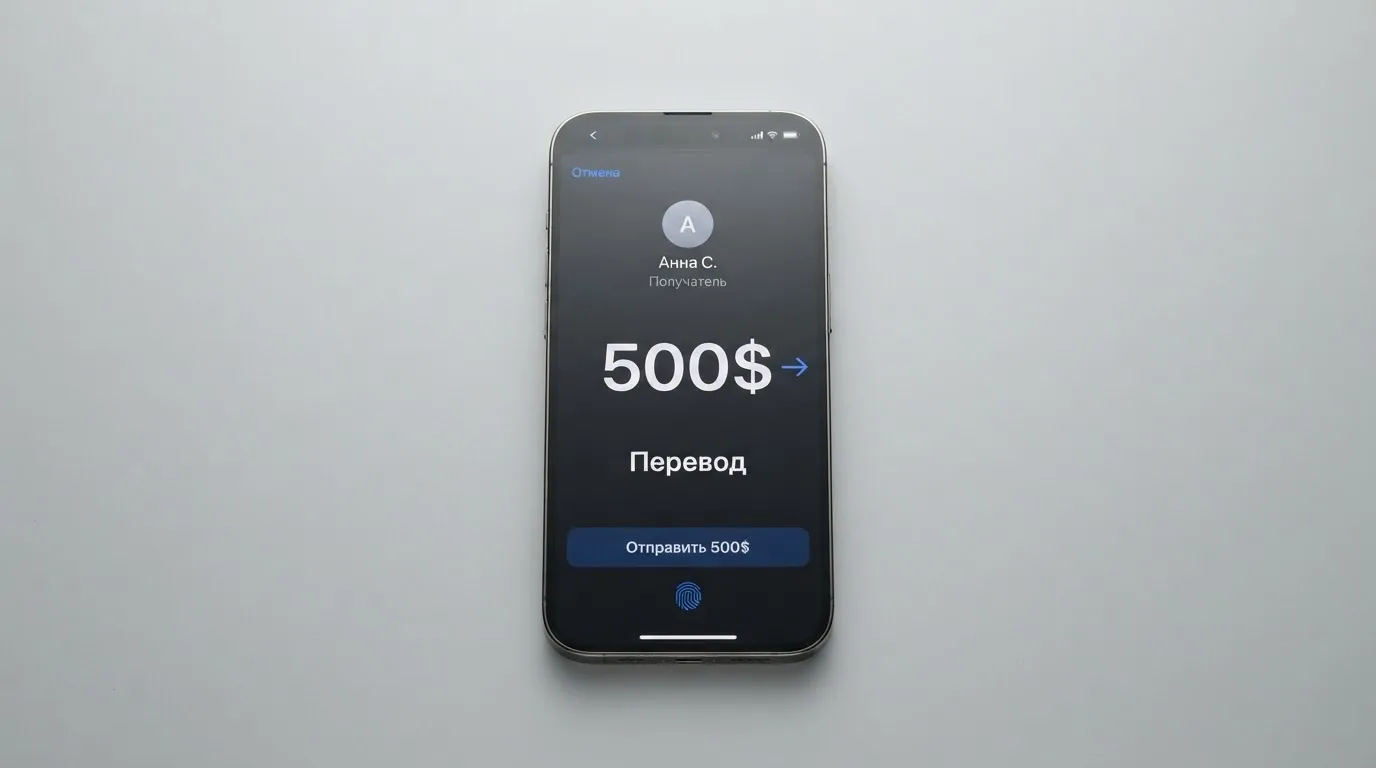 Телефон с экраном перевода стейблкоина